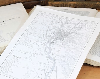 Map of Cairo, Egypt printed in 1910