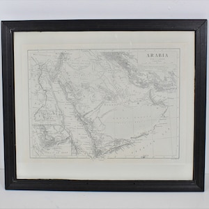 Map of the Arabian Penisula showing Saudia Arabia, Kuwait, Oman, Yemen etc in 1910, Map of Arabia