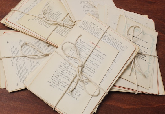 50 Poetry Book Pages from Vintage Poetry Books for Junk Journal, Scrapbooking, Bookish Crafts