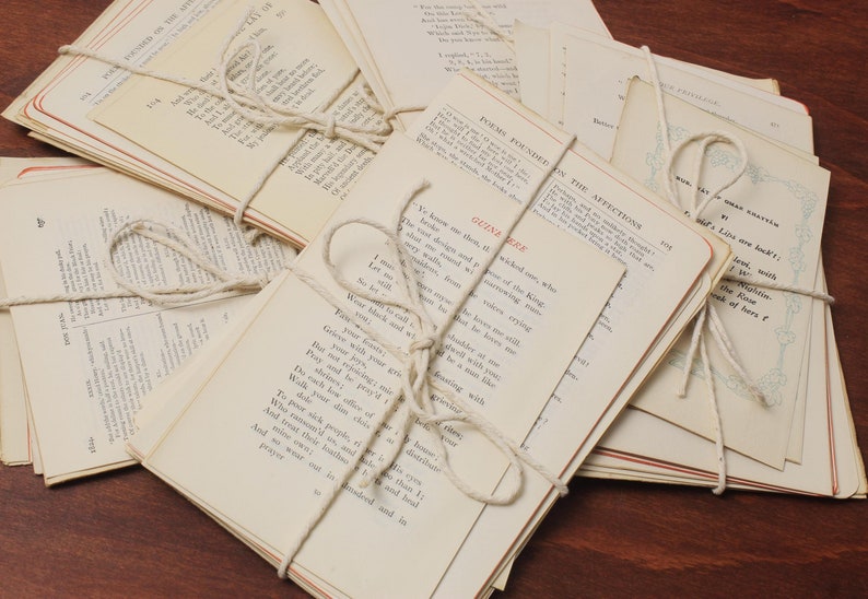 vintage poetry pages from old poetry books