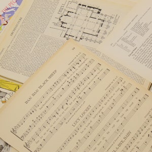 May include: A collection of vintage sheet music featuring the songs "Baa Baa Black Sheep", "Lucy Locket", and "Bye-Bye Baby". The music is printed on aged paper with black ink.