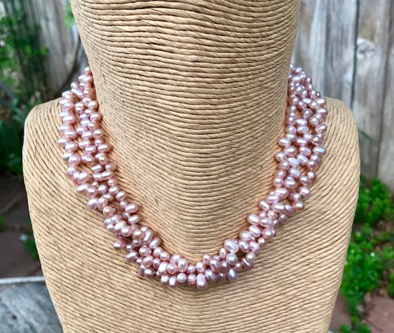 Pink freshwater pearl necklace deals