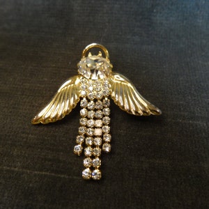 Vintage Mixed Media Angel ~ Artistic Sparkling  Celestial with Dangling Rhinestone gown