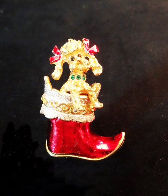 Poodle in Stocking - Christmas Tree Pin - MYLU Sig