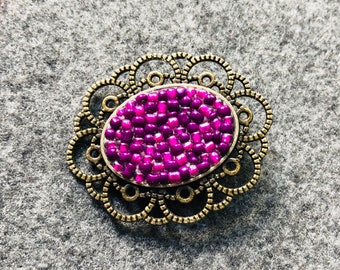 Purple bead pin brooch. Costume jewelry. Victorian style. Gift idea for mom, for mother's day. 9 may gift.