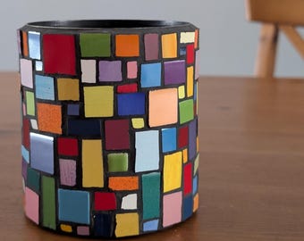 Handmade mosaic utensils holder - Home, kitchen decor.