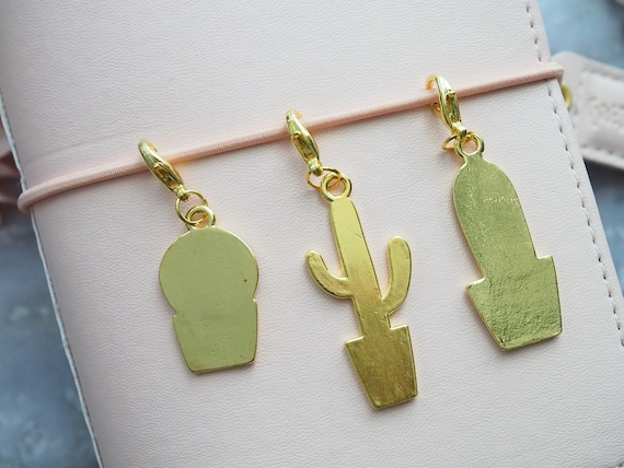 Handmade planner dangle with Cactus and Rose charms