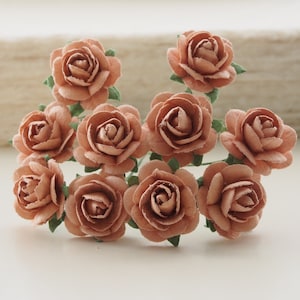 20 mm. Roses Mulberry Paper - Brown Color | Artificial Flowers (RNBR20)