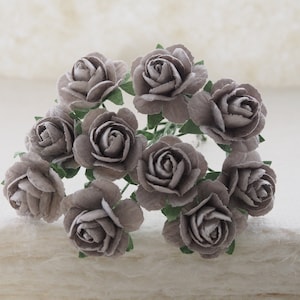 20 mm. Roses Mulberry Paper -  Gray Color | Artificial Flowers (RNGRA20)