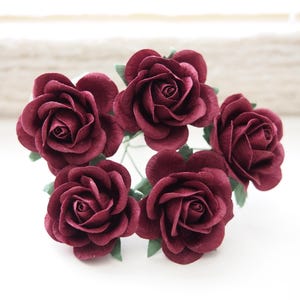 37.5 mm. Roses Mulberry Paper - Burgundy Red Color | Graduation | Party | Celebration | Halloween Decoration | Artificial Flowers (RNBG37)