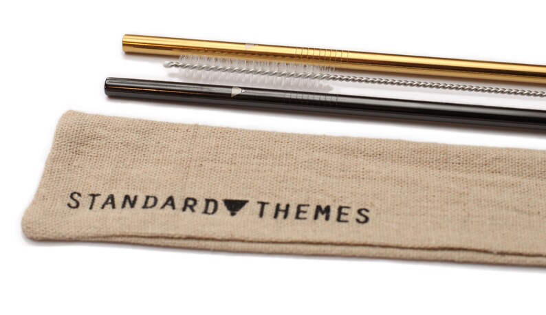 Gold /& Black Stainless Steel Straws Reusable Straw Kit