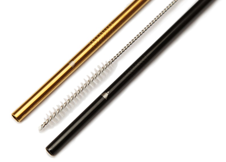 Gold /& Black Stainless Steel Straws Reusable Straw Kit