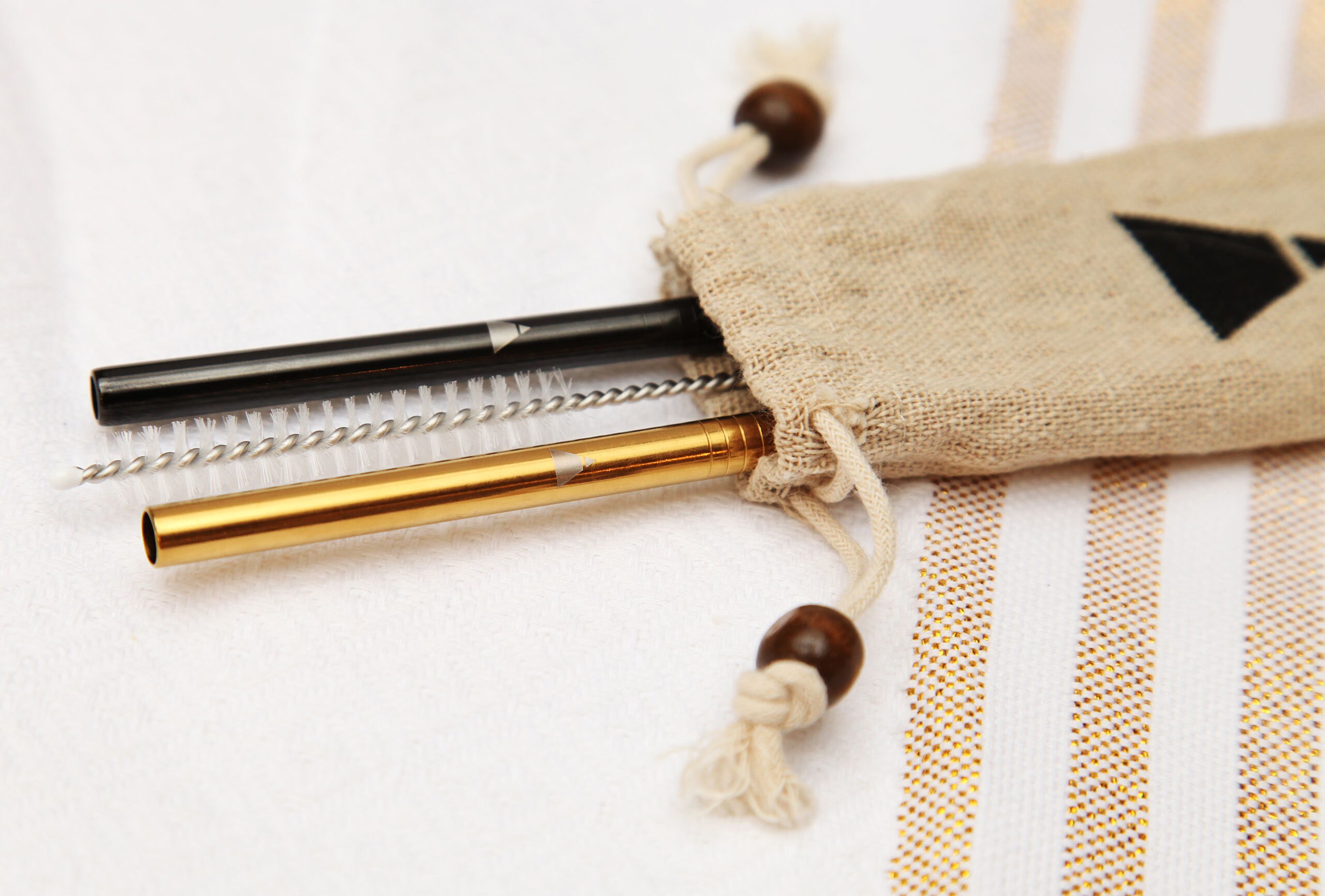 Reusable Straw Kit Gold & Black Stainless Steel Straws Etsy