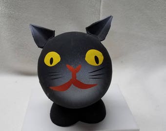 Vintage 1940s Halloween Black Cat Paper Mache Candy Container