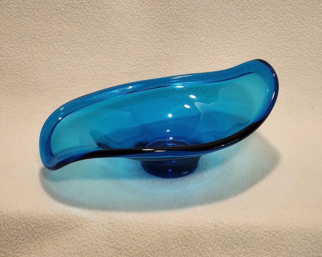 Viking Art Glass Aqua Blunique Oval Stretched Bonbon Candy - Etsy