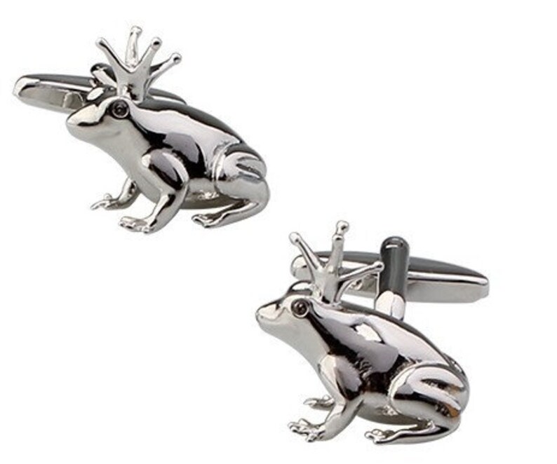 Steel Crown Frog 3D Cufflinks