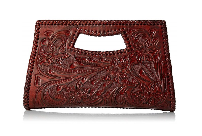 Leather Clutch Bag Evening Purse Hand Tooled - Brown Leather Clutch Purse Leather Clutch Bag Evening Purse Hand Tooled - Brown Leather Clutch Purse
