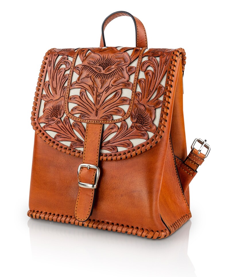 Leather Backpack Purse for Women Hand Tooled Leather Purse Etsy