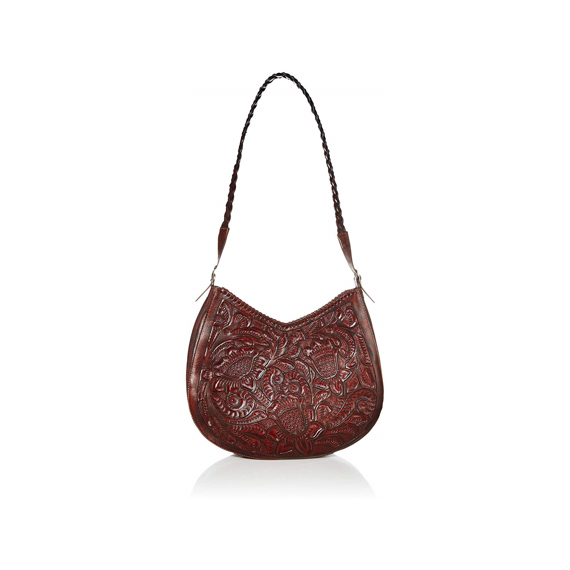 Ladies Vintage Leather Crossbody Bag, Handmade Carved Delicate Rose  Handbag, Adjustable Large Capacity Shoulder Bag