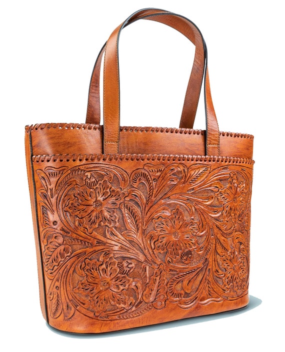 Leather tote with outside best sale pockets