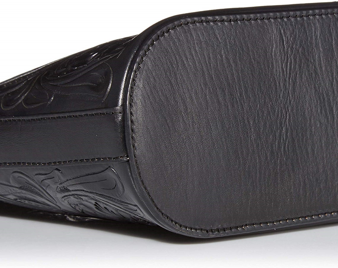 Small Black Leather Bag Leather Shoulder Bag Tooled Etsy