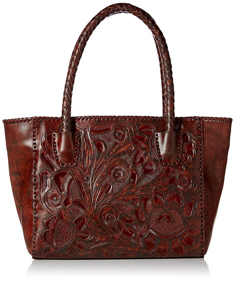 Hand tooled leather purse tooled leather bag large shoulder | Etsy
