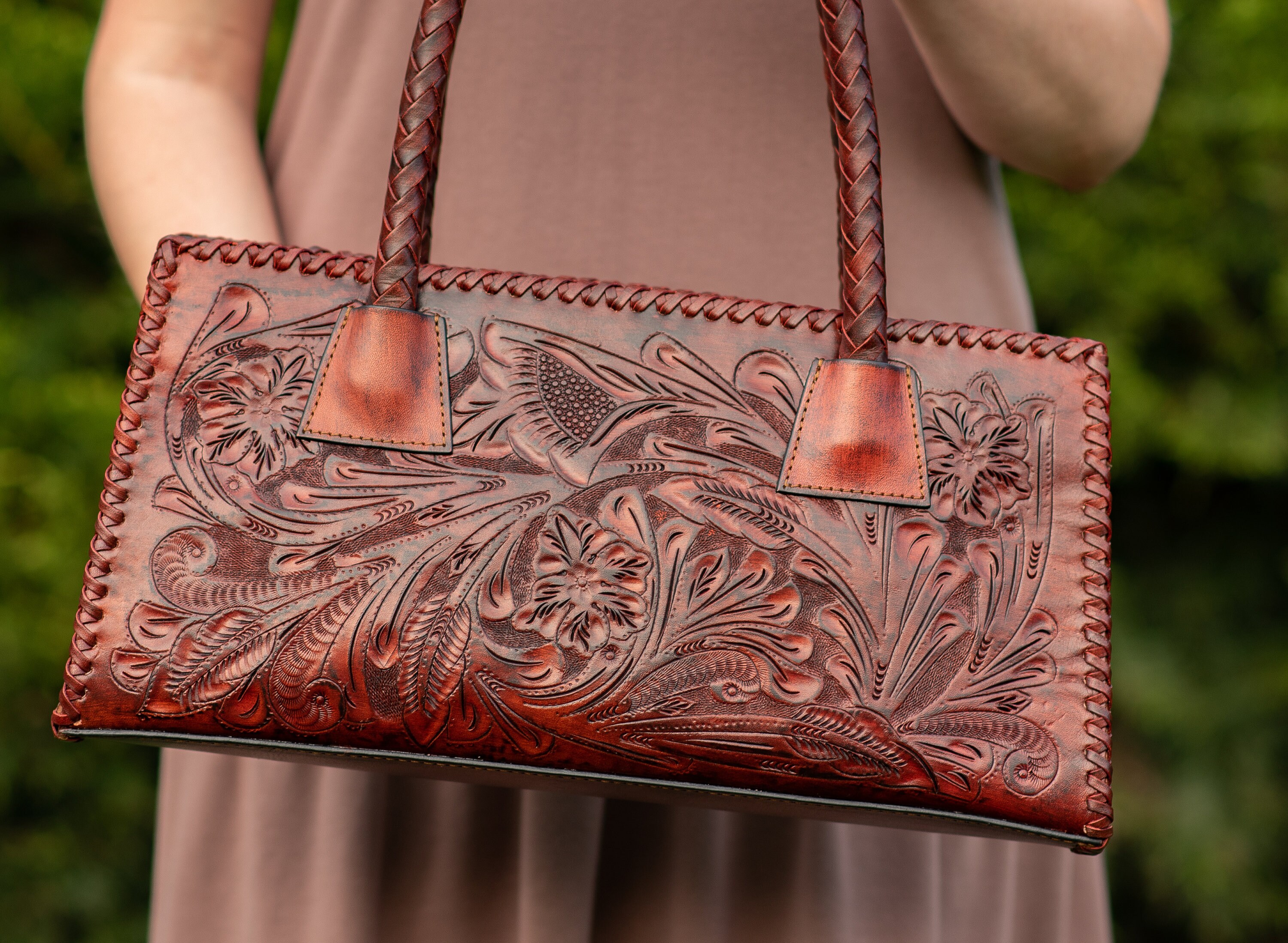 Hand tooled leather shoulder bag Genuine leather purse | Etsy