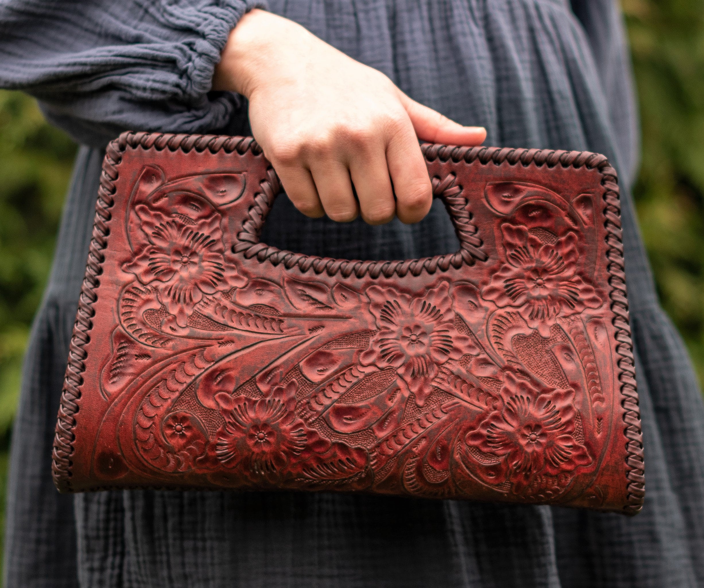 Tooled Leather Clutch Wallet - www.showmeagain.com