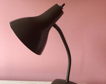 Chocolate Brown Goose Neck Mid-Century Desk Lamp