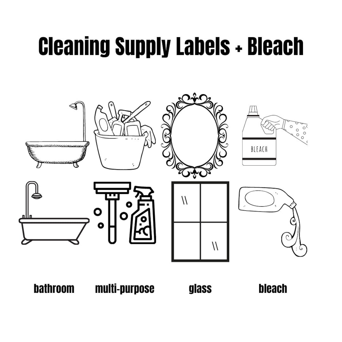 PRINTABLE Cleaning Supply Bleach Labels Avery 22205 Etsy Australia