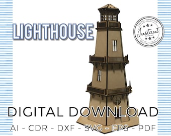 Laser Cut Vector FILE cdr dxf eps for laser cut or cnc router LIGHTHOUSE FARO files archivos Clipart