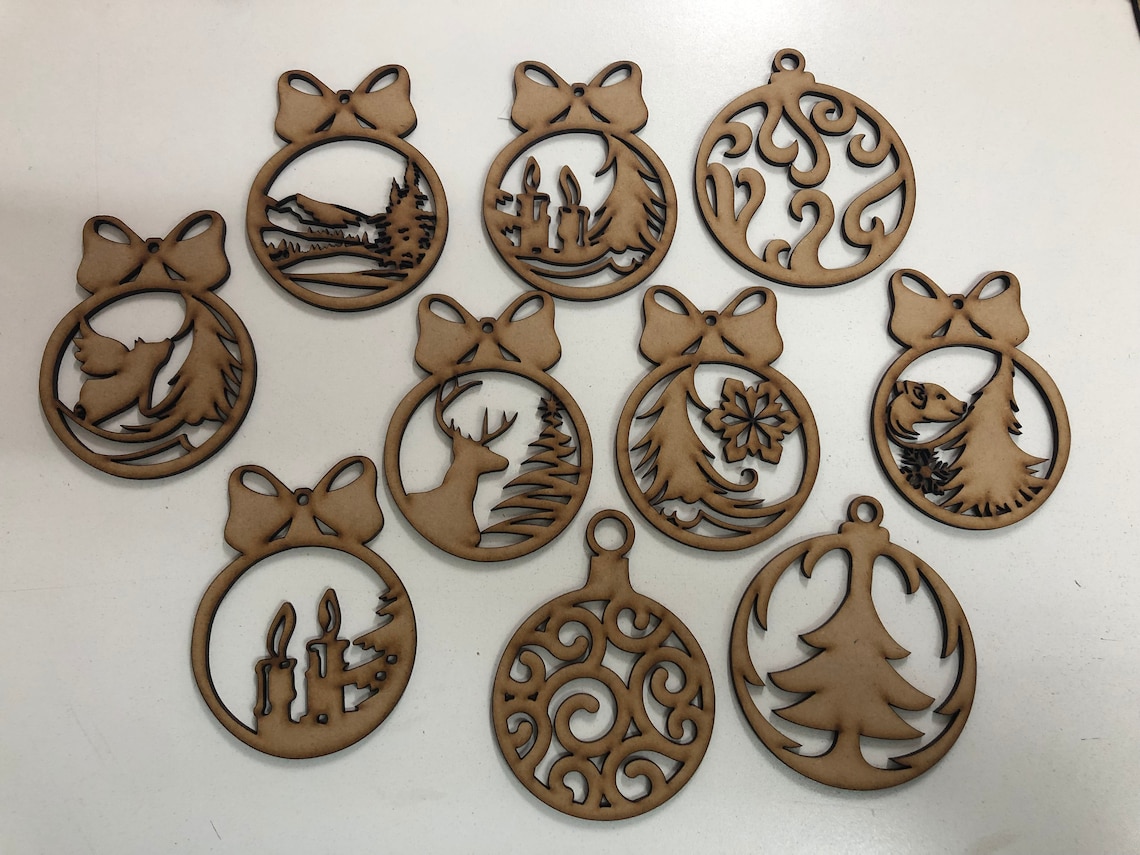 Xmas Ornaments LASER CUT Vector FILE Cdr Dxf Eps for Laser  Etsy
