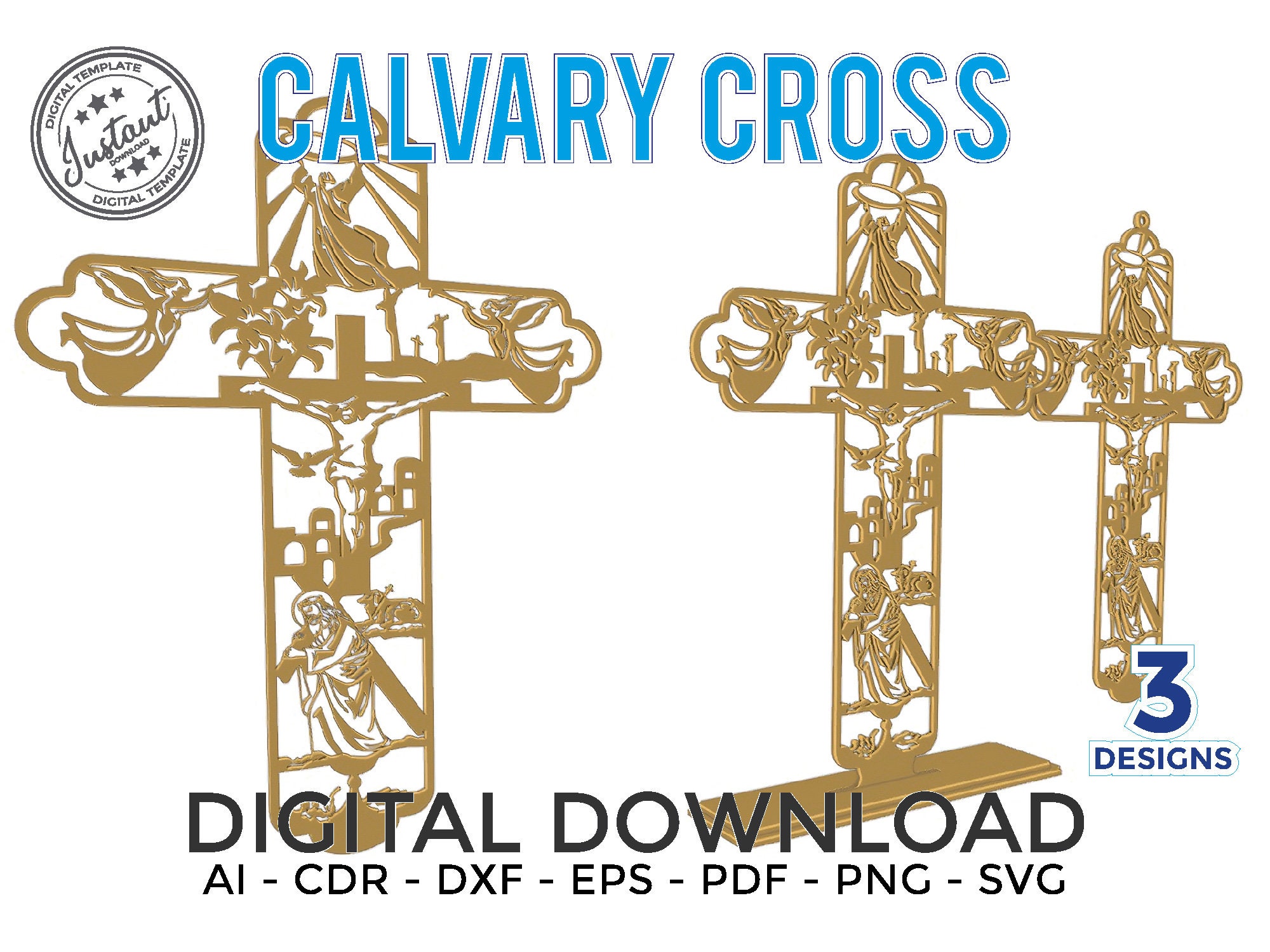 EASTER Calvary Cross, Cruz Calvario Laser cut, Laser cut patterns, laser cut vector, Cross , pascua,  laser cut template,