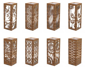 Laser cut vector, DXF, desk Lamp, file for laser Various wooden Shades Layout download model Laser Cut Pattern cnc Home Decor