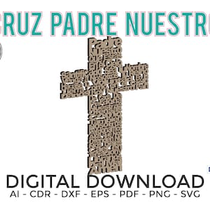 EASTER Cruz Padre Nuestro Laser cut, Laser cut patterns, laser cut vector, Cross , cnc, dxf files for cnc, laser cut template, MDF, pascua image 4