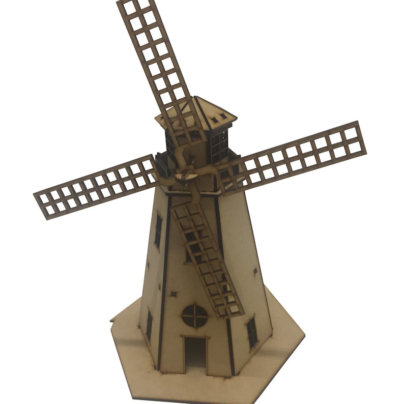 Dutch windmill LASERCUT Files Vector cdr dxf eps for laser cut or cnc router DUTCH WINDMILL Molino de Viento tipo Holandes files archivos image 1