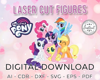 Pony CHARACTERS for LASERCUT cut files clipart Silhouette Dxf Eps Png Vector cdr  PONY & Friends