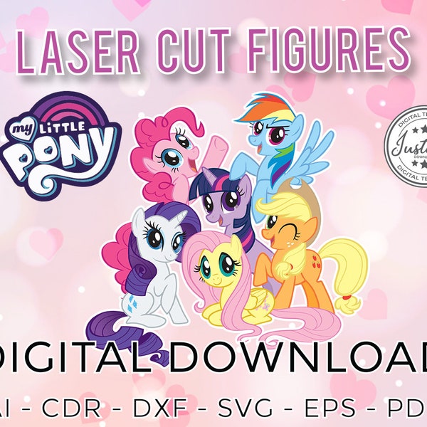 Pony CHARACTERS for LASERCUT cut files clipart Silhouette Dxf Eps Png Vector cdr  PONY & Friends