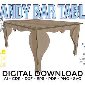 Candy bar table, candy bar stand, Laser Cut Vector for cake, 3 different thickness