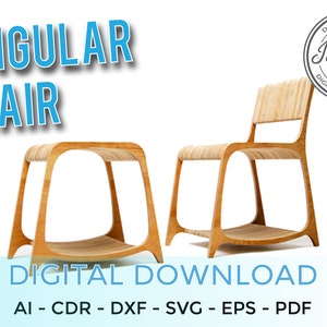 May include: A wooden chair and matching ottoman set. The chair has a curved back and seat, and the ottoman has a similar design. The text "SINGULAR CHAIR" is displayed in blue. The image also includes the text "DIGITAL DOWNLOAD".