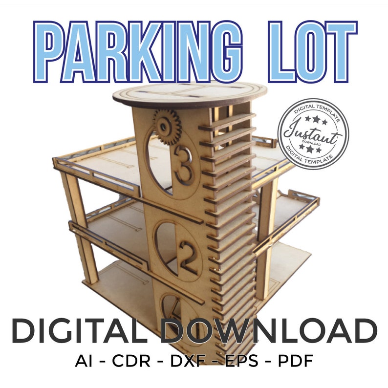 Parking lot Garage FILES Laser Cut Vector FILE cdr dxf eps for laser cut or cnc router Garage Toy Juguete image 3