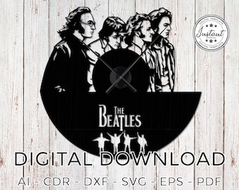 Beatles Clock Plans, Laser cut, Laser cut patterns, laser cut vector, Clock , cnc, dxf files for cnc,  laser cut template, MDF,