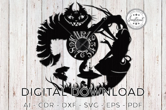 Alice Clock Plans, Corte láser, Patrones de corte láser, vector de corte  láser, Reloj, cnc, archivos dxf para cnc, plantilla de corte láser, MDF,