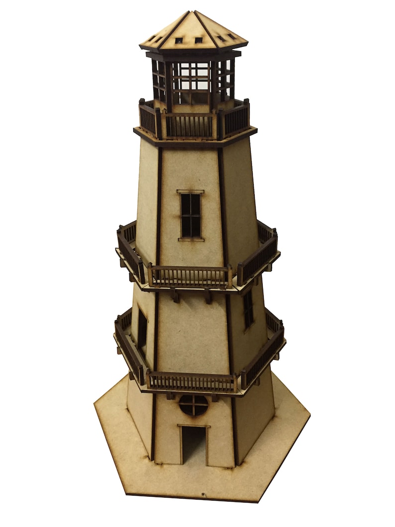 Lighthouse Laser Cut Model 3D CLOSED W RAILINGS Puzzle Vector Etsy