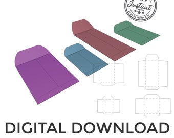 Set 4 Box envelope bags template, gift box with lid, storage box with lid, SVG, PDF, Cricut, Silhouette 4 envelope bag set