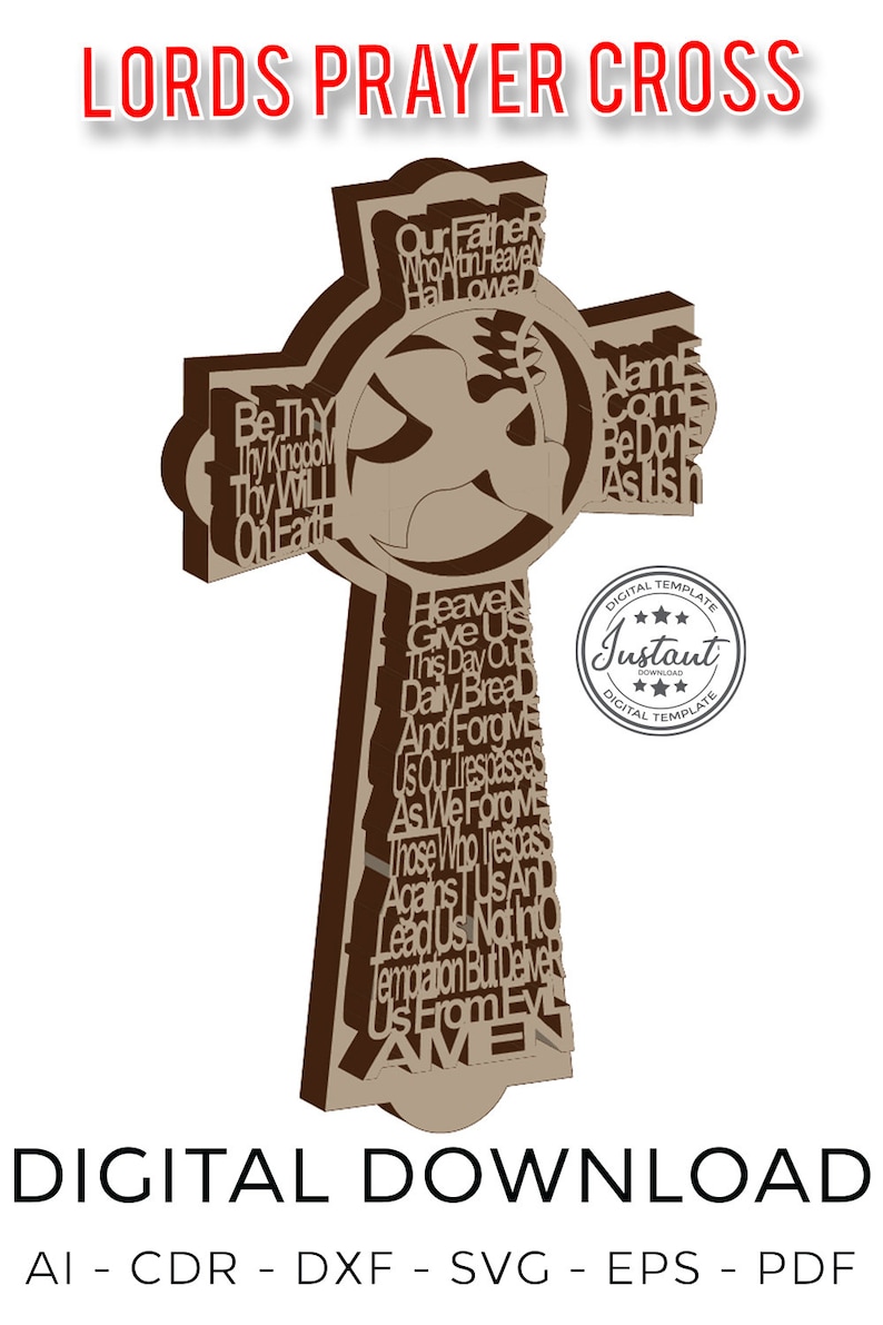 Download Lords Prayer Cross Our Father Laser cut Laser cut patterns | Etsy