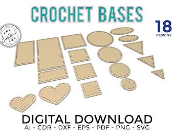 18 BASES DE CROCHET Top modelos, svg, Corte Laser, Craft, para LASER y 3D