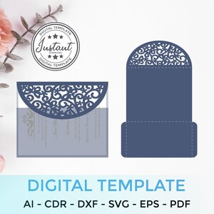 Envelope template - SVG, ai, CRD, eps, pdf - Laser Cut Template - Cricut - Silhouette - ScanNcut - Instant Download
