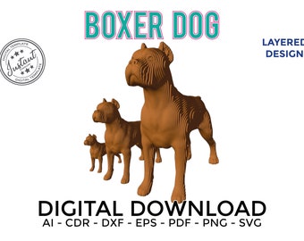 BOXER 3d sculpture Laser Cut Vector FILE cdr dxf eps for Plasma cut or cnc router Dog body files archivos