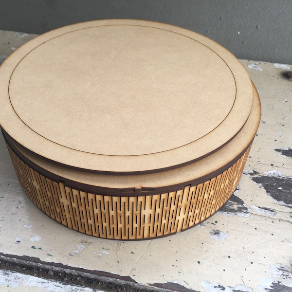 Laser Cut Vector FILE cdr dxf eps for laser cut or cnc router 2 ROUND BOX caja circular files archivos